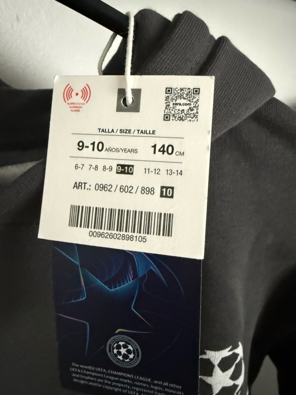 Kids' Charcoal Hoodie with Blue Graphic - Picture 6 of 6